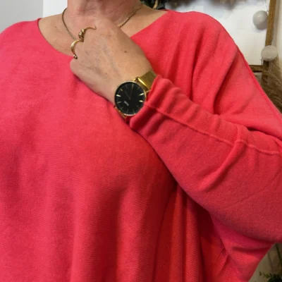 Y104- Pull Court rectangle (Gt) - corail - taille-unique-grande-taille