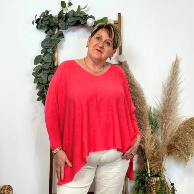 Y104- Pull Court rectangle (Gt) - corail - taille-unique-grande-taille