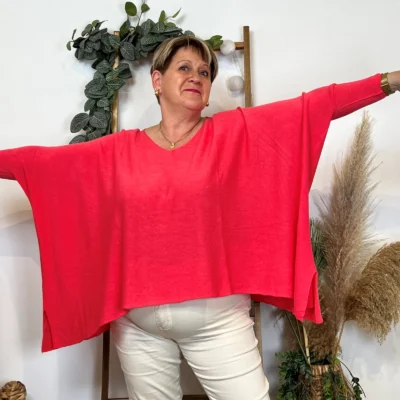 Y104- Pull Court rectangle (Gt) - corail - taille-unique-grande-taille