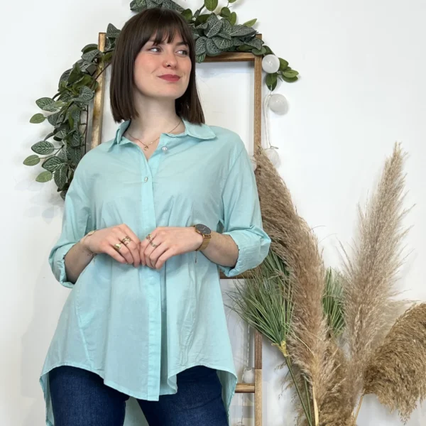 I926- Chemise fluide coton (Tu) 🇮🇹 - vert-deau - taille-unique