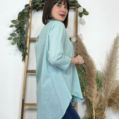 I926- Chemise fluide coton (Tu) 🇮🇹 - vert-deau - taille-unique