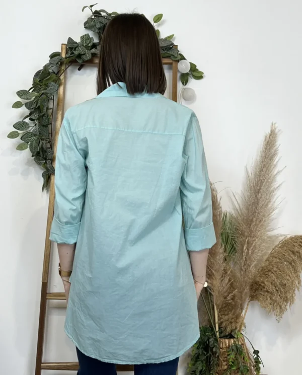 I926- Chemise fluide coton (Tu) 🇮🇹 - vert-deau - taille-unique