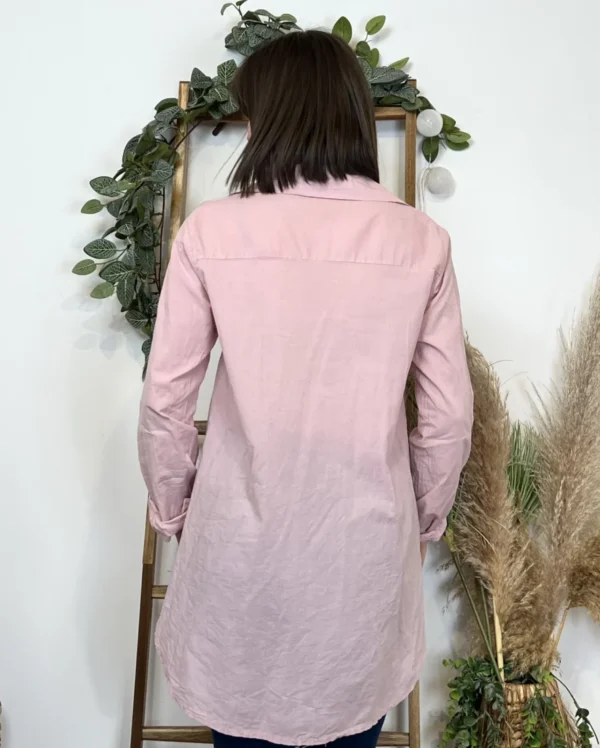 I926- Chemise fluide coton (Tu) 🇮🇹 - rose-poudre - taille-unique