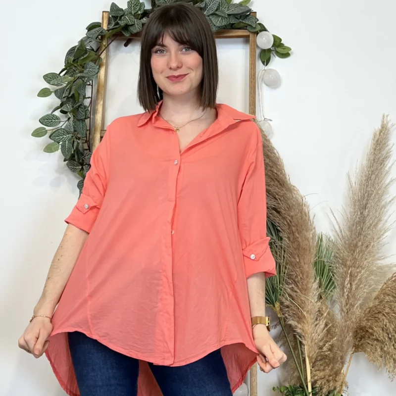 I926 - Chemise fluide coton - corail - taille-unique