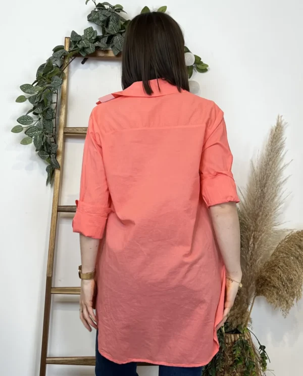 I926- Chemise fluide coton (Tu) 🇮🇹 - corail - taille-unique