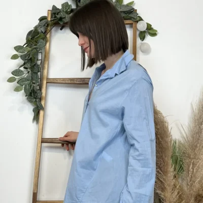 I926- Chemise fluide coton (Tu) 🇮🇹 - bleu-indigo - taille-unique