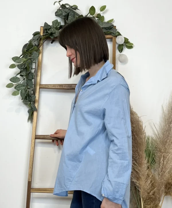 I926- Chemise fluide coton (Tu) 🇮🇹 - bleu-indigo - taille-unique