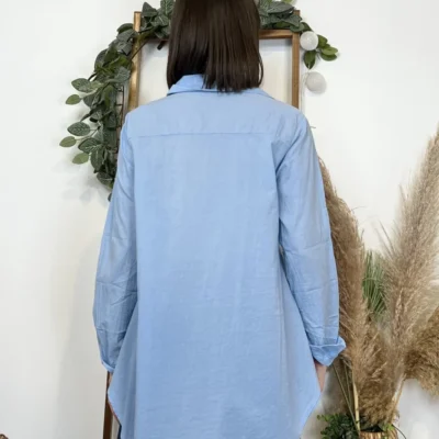 I926- Chemise fluide coton (Tu) 🇮🇹 - bleu-indigo - taille-unique