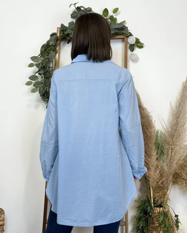 I926- Chemise fluide coton (Tu) 🇮🇹 - bleu-indigo - taille-unique