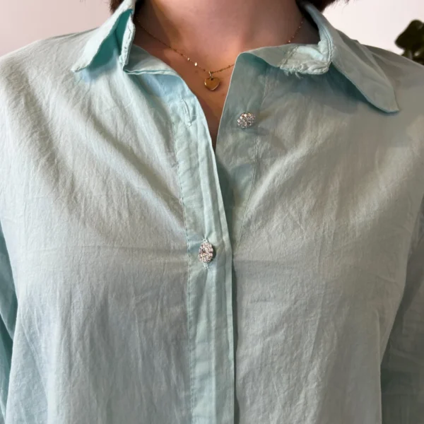 I926- Chemise fluide coton (Tu) 🇮🇹 - vert-deau - taille-unique