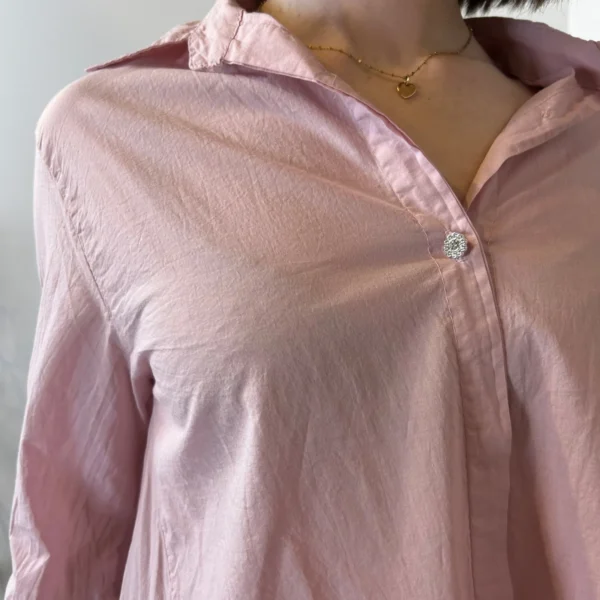 I926- Chemise fluide coton (Tu) 🇮🇹 - rose-poudre - taille-unique