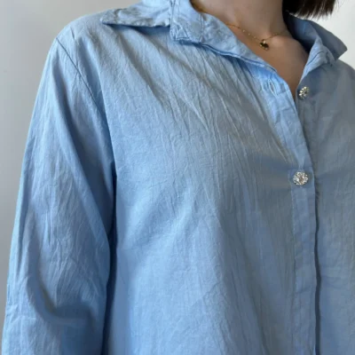 I926- Chemise fluide coton (Tu) 🇮🇹 - bleu-indigo - taille-unique