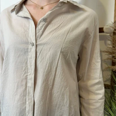 I926- Chemise fluide coton (Tu) 🇮🇹 - beige - taille-unique