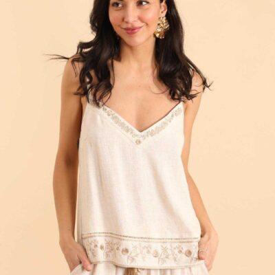 K465- Débardeur "Version Féminin" (T36-T40) - ecru - 40