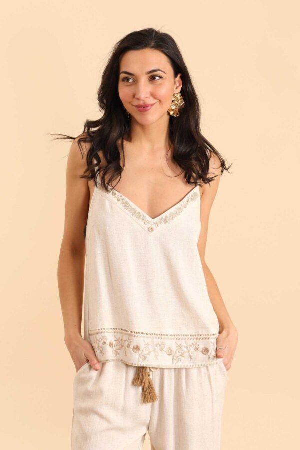 K465- Débardeur "Version Féminin" (T36-T40) - ecru - 40