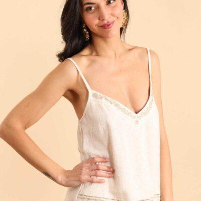 K465- Débardeur "Version Féminin" (T36-T40) - ecru - 40