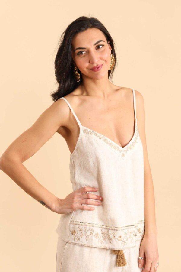 K465- Débardeur "Version Féminin" (T36-T40) - ecru - 40