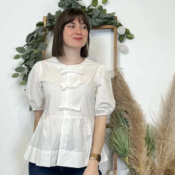 K488- Blouse «By One» Noeuds (T36-T40) - blanc - 38
