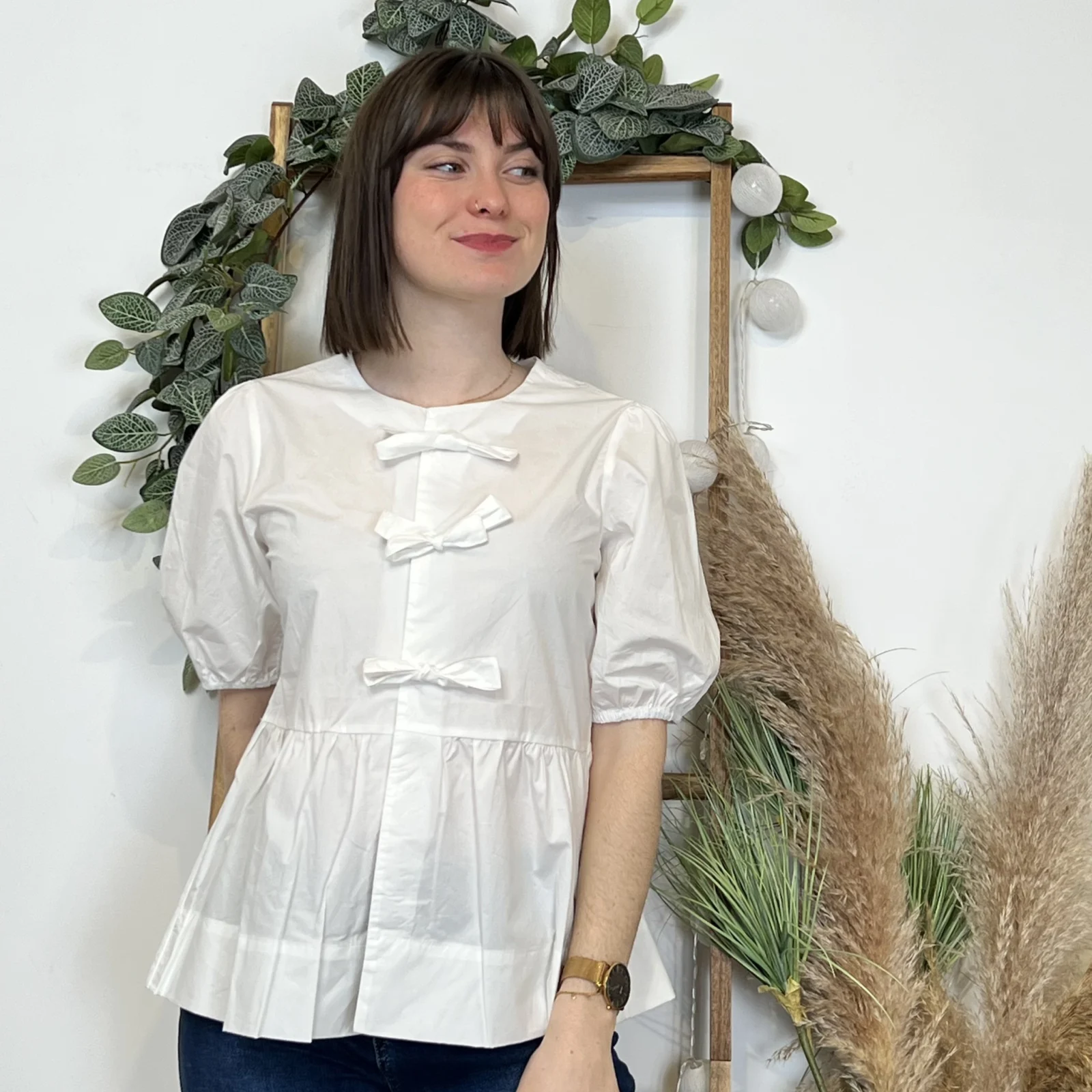 K488- Blouse «By One» Noeuds (T36-T40) - blanc - 38