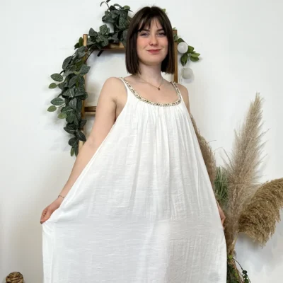 K469- Robe Bohême "Version Féminin " (T36-T40) - ecru - 40