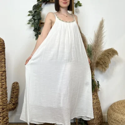 K469- Robe Bohême "Version Féminin " (T36-T40) - ecru - 40