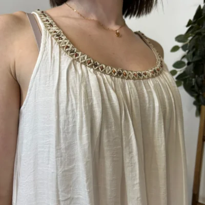 K469- Robe Bohême "Version Féminin " (T36-T40) - ecru - 40