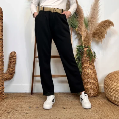 L795- Pantalon chino ceinture (Tu) 🇮🇹 - noir - taille-unique