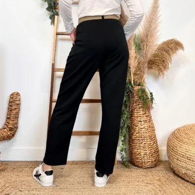 L795- Pantalon chino ceinture (Tu) 🇮🇹 - noir - taille-unique