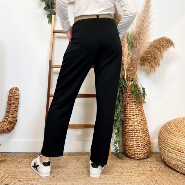 L795- Pantalon chino ceinture (Tu) 🇮🇹 - noir - taille-unique