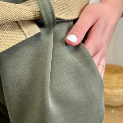 L795- Pantalon chino ceinture (Tu) 🇮🇹 - kaki - taille-unique