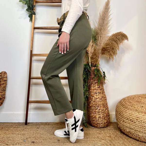 L795- Pantalon chino ceinture (Tu) 🇮🇹 - kaki - taille-unique