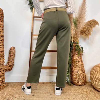 L795- Pantalon chino ceinture (Tu) 🇮🇹 - kaki - taille-unique