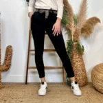Pantalon stretch femme ceinture fantaisie T36-T50 - noir - 54