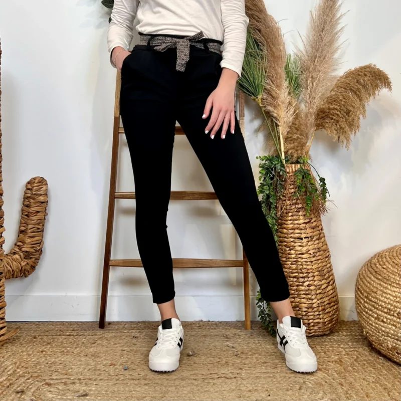 Pantalon stretch femme ceinture fantaisie T36-T50 - noir - 54