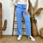 Jogging large uni à poches - bleu-ciel - taille-unique