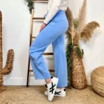 Jogging large uni à poches - bleu-ciel - taille-unique