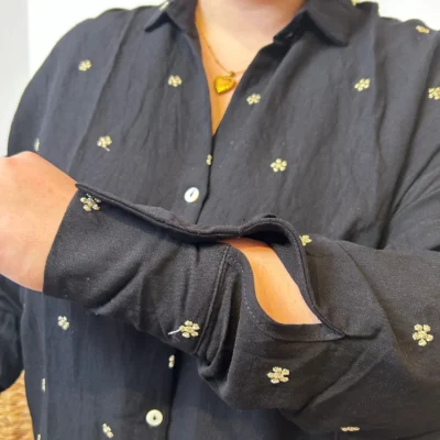 Z762- Blouse brodée Christy (T44-T52) - noir - 52