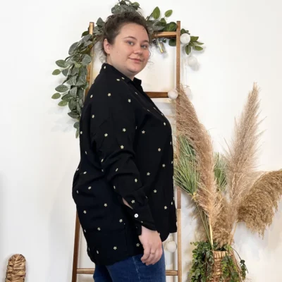 Z762- Blouse brodée Christy (T44-T52) - noir - 52