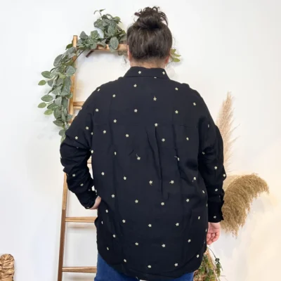 Z762- Blouse brodée Christy (T44-T52) - noir - 52