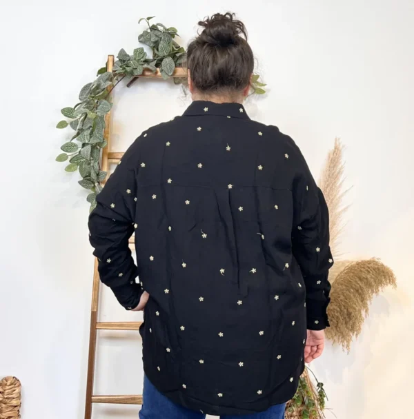 Z762- Blouse brodée Christy (T44-T52) - noir - 52