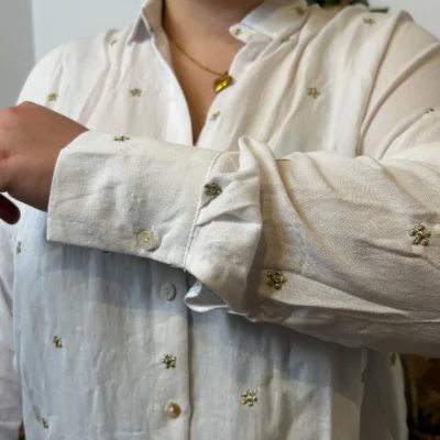 Z762- Blouse brodée Christy (T44-T52) - blanc - 52