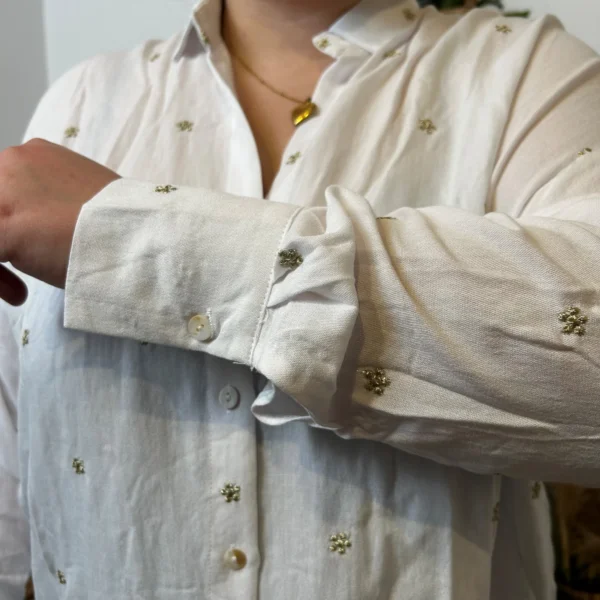 Z762- Blouse brodée Christy (T44-T52) - blanc - 52