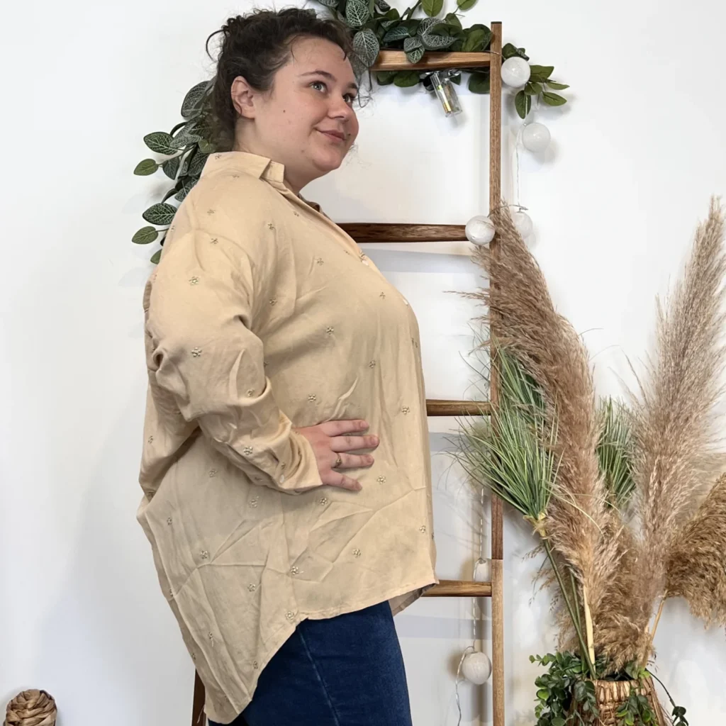 Z762- Blouse brodée Christy (T44-T52) - beige - 52