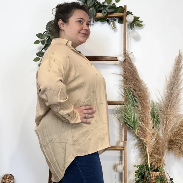 Z762- Blouse brodée Christy (T44-T52) - beige - 52