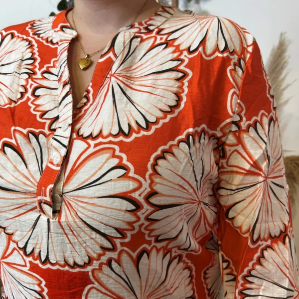 Z778- Tunique « nénuphards » (T44-T52) - orange - 52