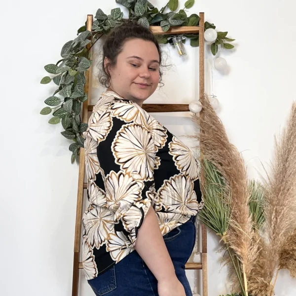 Z778- Tunique « nénuphards » (T44-T52) - noir - 52