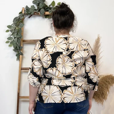 Z778- Tunique « nénuphards » (T44-T52) - noir - 52