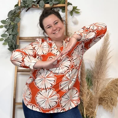 Z778- Tunique « nénuphards » (T44-T52) - orange - 52