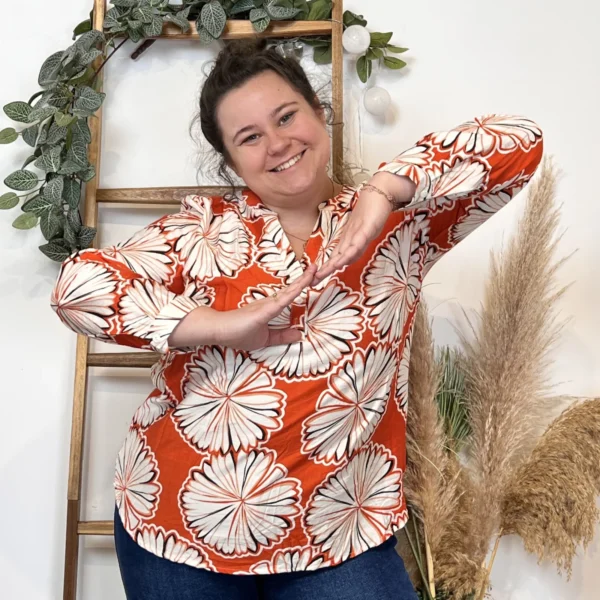 Z778- Tunique « nénuphards » (T44-T52) - orange - 52