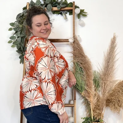 Z778- Tunique « nénuphards » (T44-T52) - orange - 52